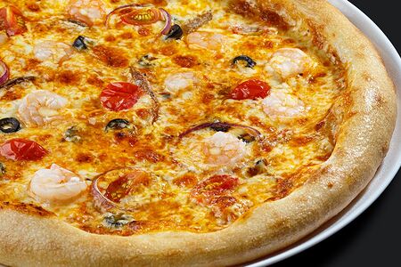 Пицца с креветками