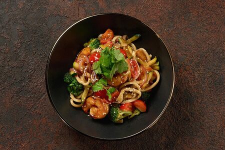 Лапша с креветками