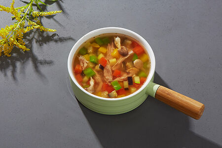 Овощной суп с утиным риетом