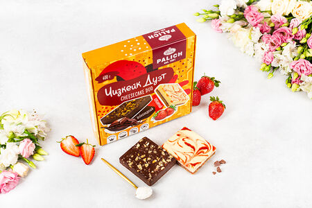 Чизкейк дуэт: шоколадный и клубничный