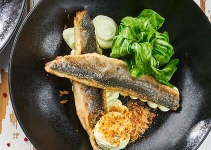 Филе сибаса с муссом из брокколи