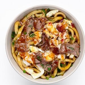 Wok лапша с говядиной, перцем и омлетом № 5