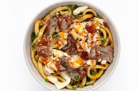 Wok лапша с говядиной, перцем и омлетом № 5