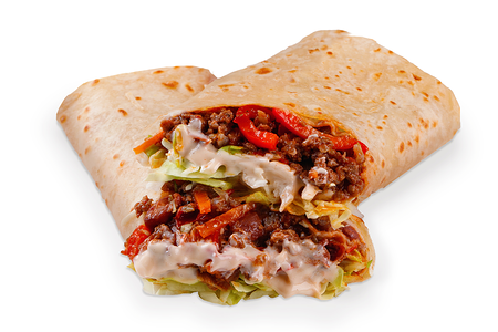 Блин Буррито с фаршем из говядины, красной фасолью с гавайским соусом