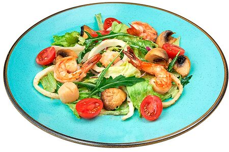 Теплый салат с гребешками