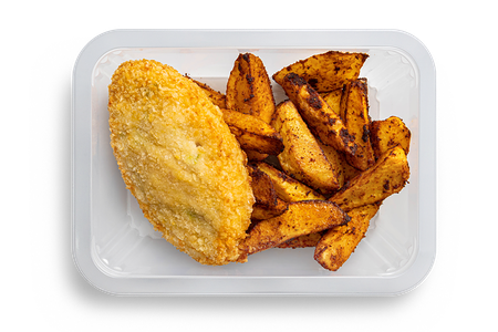 Котлета из индейки с кабачком и картофелем по-деревенски