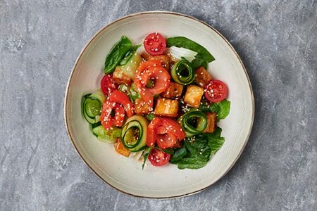 С форелью и баклажаном фри