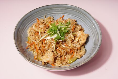 Вок Рис с креветками и копчёным понзу