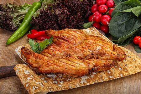 Курица гриль целиком на мангале