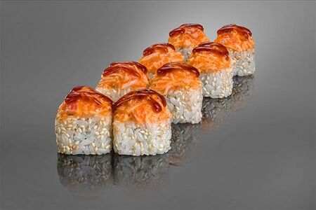 Запеченный ролл с лососем и снежным крабом