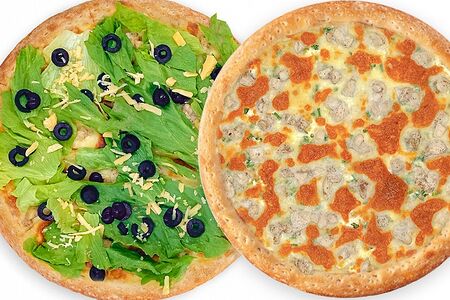 2 пиццы Цезарь и Сочная курочка