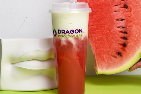 Арбуз с зеленым чаем и сырной пенкой