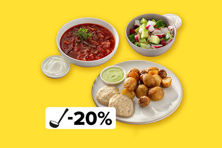 Сытный обед с куриными котлетами