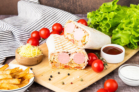 Хот-дог в лаваше (двойной)