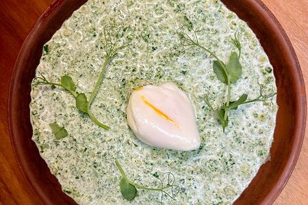 Булгур со шпинатом и сыром сулугуни