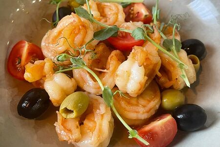 Креветки Фламбе