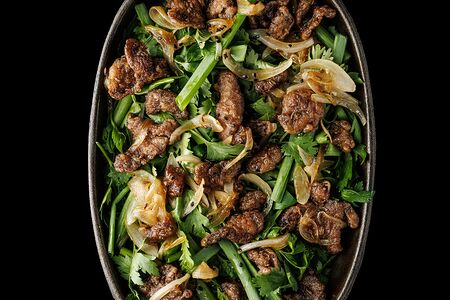 Жаркое из баранины в соусе скияки