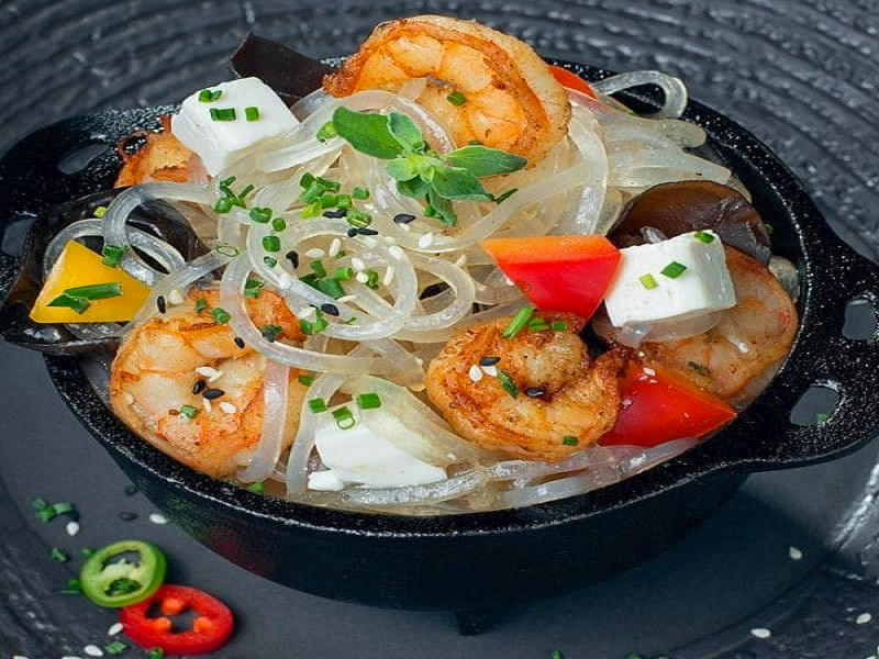 Лапша харусаме с креветками