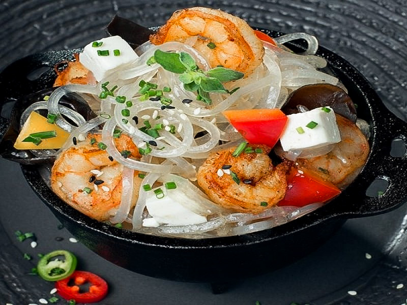 Лапша харусаме с сыром тофу